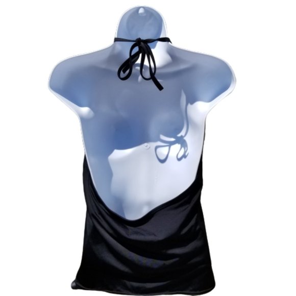 Be Creative Tankini Halter Swim Top Tie Back Black Embroidery Small - Picture 3 of 10